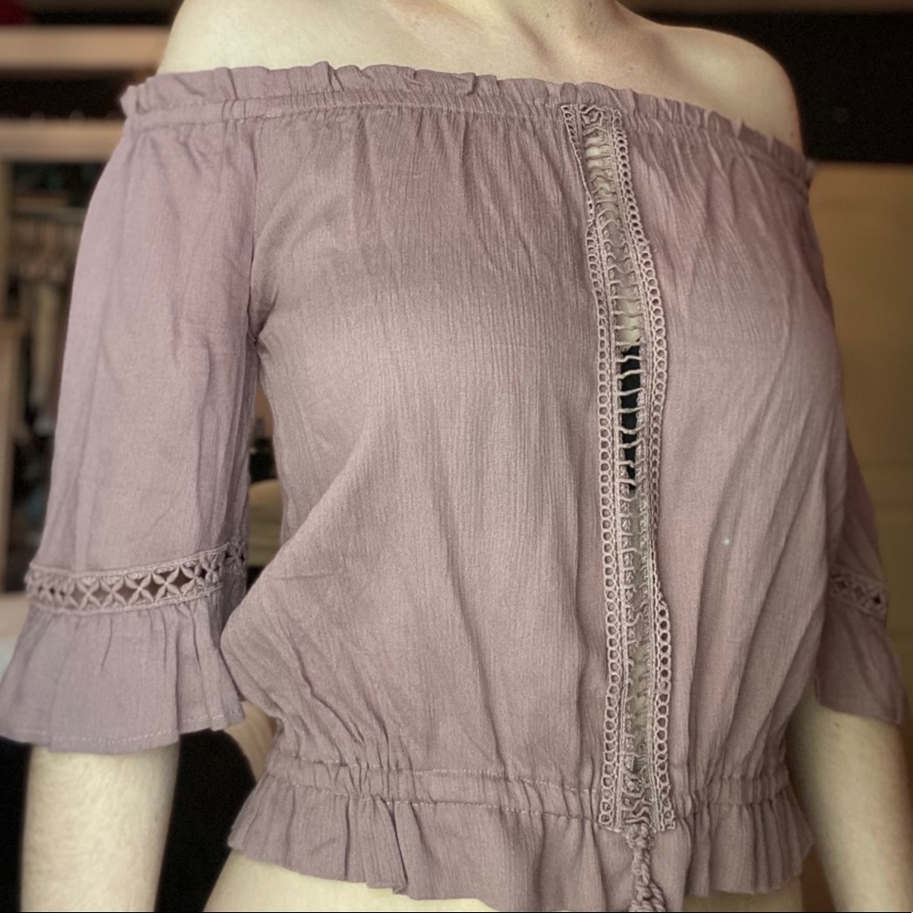 Off the shoulder half sleeved shirt
